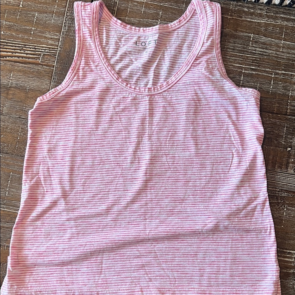 Loft Pink Striped Tank Top